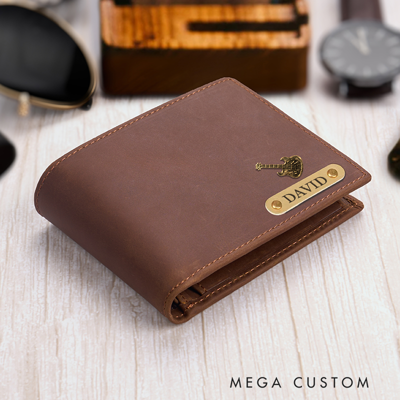 Personalized Leather Wallet with Name & Charm Custom Wallet for Him Engraved Wallets with Name Mens Wallet Minimalist Wallet Leather Gift For Him Gift for Husband Boyfriend Father
