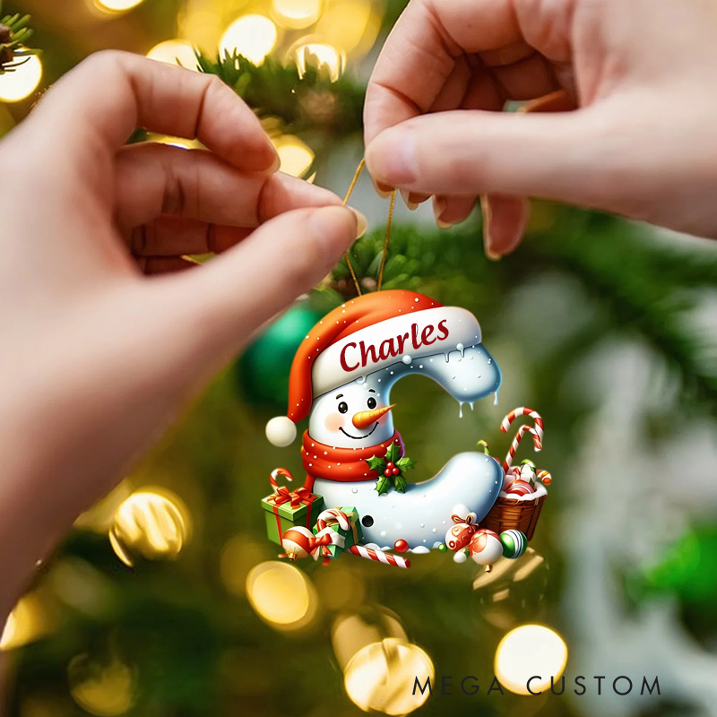 Personalized Acrylic Flat Christmas Letters Ornaments Hanging Xmas Alphabet Letters For Christmas Tree Pendant Christmas Decorations