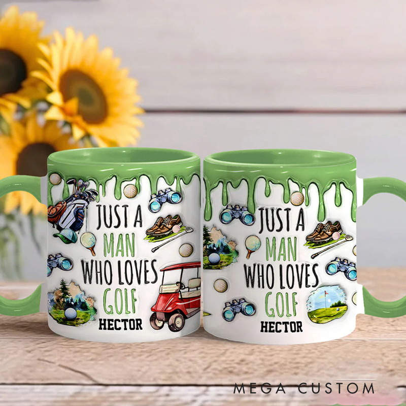 Personalized "Just a Man Who Loves Golf" Golf Lover’s Mug with Custom Name