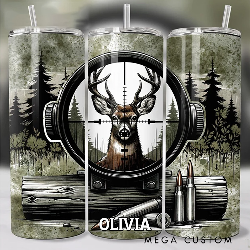 Personalized Deer Hunting Tumbler Forest Animal 20oz Skinny Tumbler Gift for Outdoor Hunting Lover