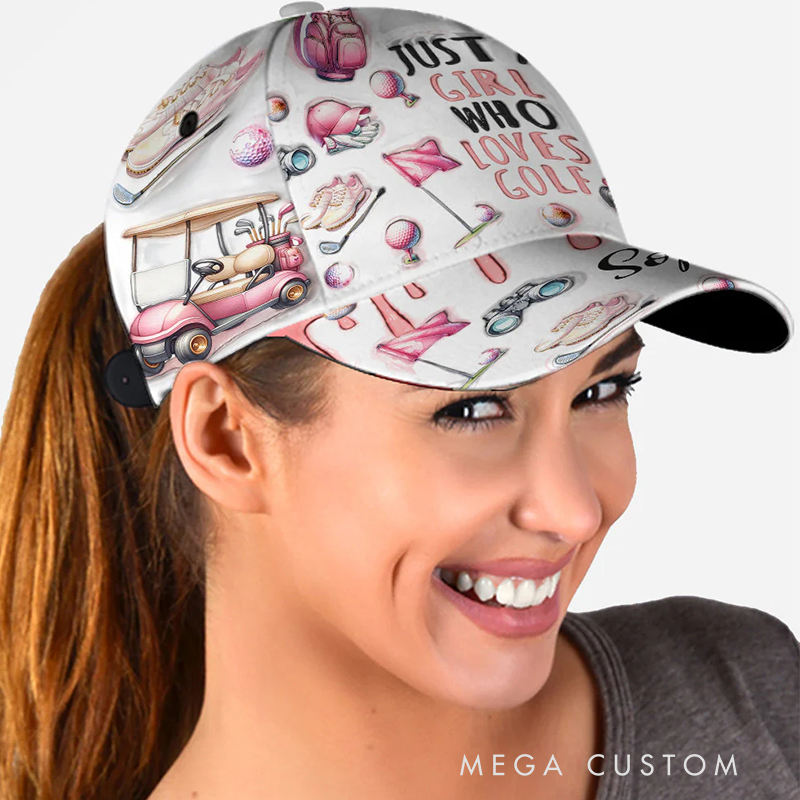Personalized "Just a Girl Who Loves Golf" Cap with Custom Name   