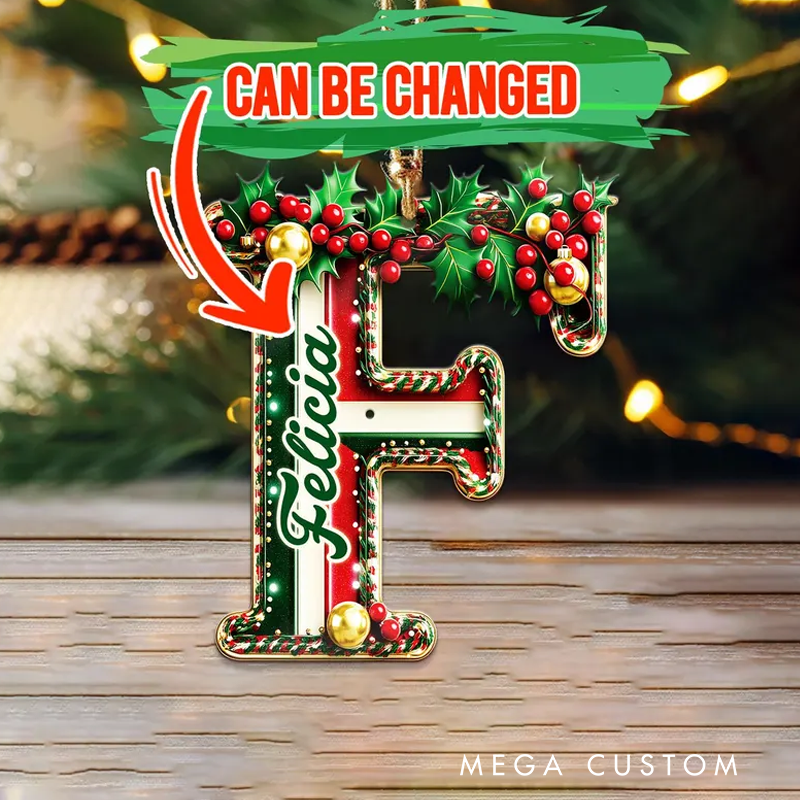 Personalized Christmas Ornament with Name One Sided Custom Letter Holiday Decoration for Tree Family Christmas Letters