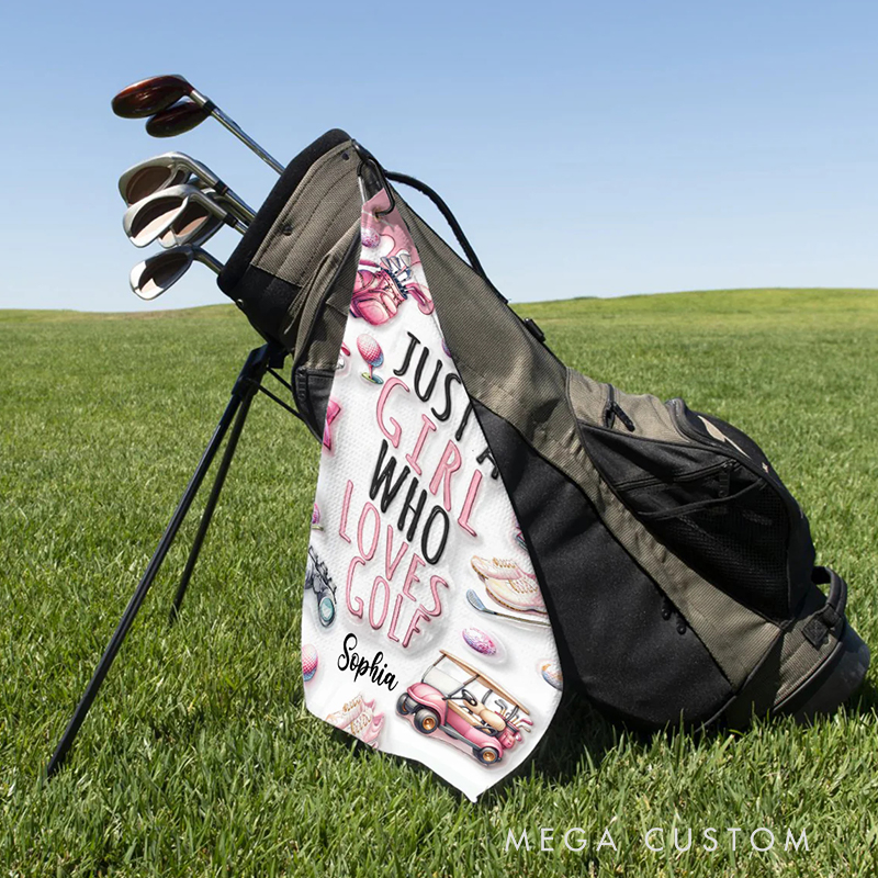 Personalized "Just a Girl Who Loves Golf" Towel with Custom Name 
