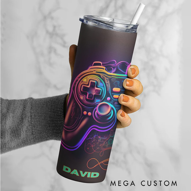 Personalized Gamer Tumbler Custom Gamer Tumbler Gamer Cup with Straw Gift for Gamer Him Boyfriend Gamer Lover