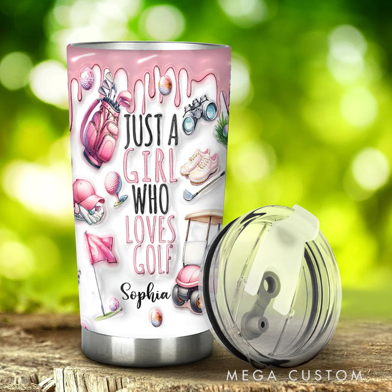 Personalized "Just a Girl Who Loves Golf" Tumbler with Custom Name  