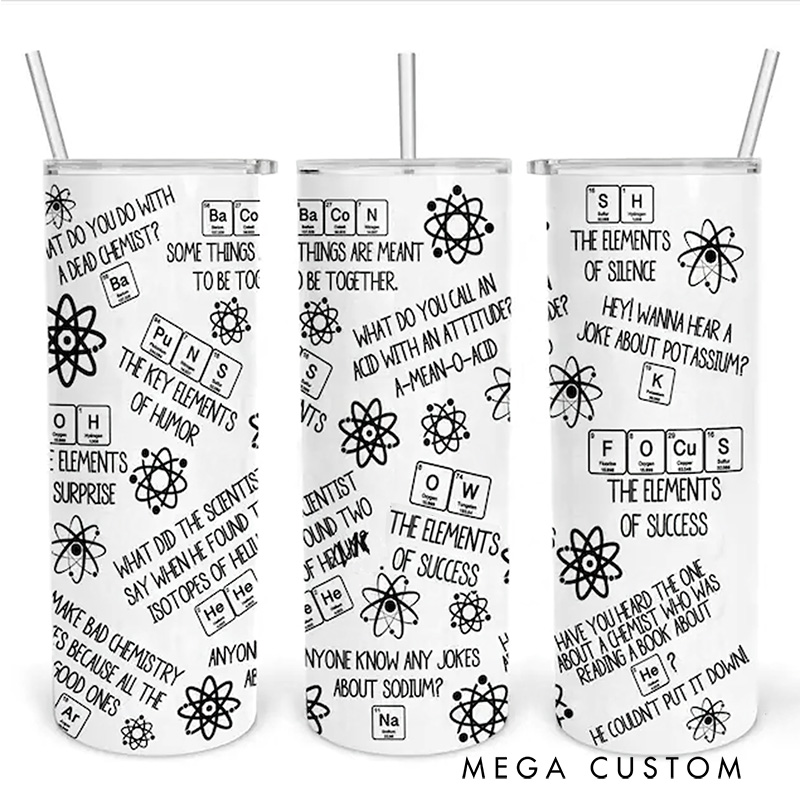 Personalized Science Puns Tumbler Science Chemistry Gifts for Geek Nerd