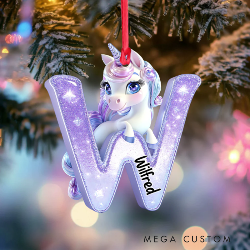 Personalized Cartoon Unicorns Kid Ornament