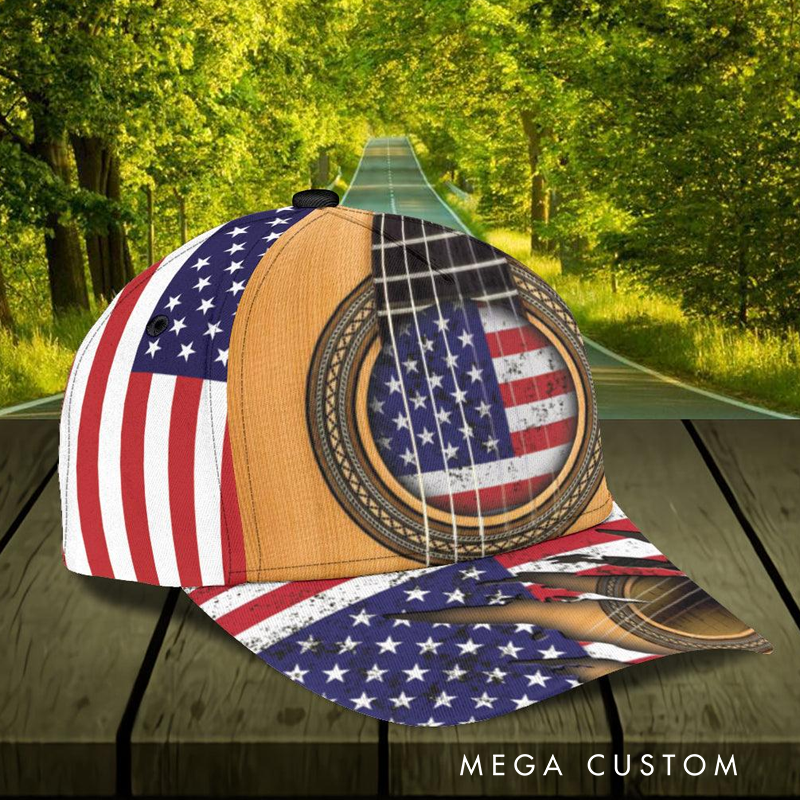Personalized Name Classic Cap 3D Print Baseball Cap for Music Lover and Guitar Lovers Custom Gift