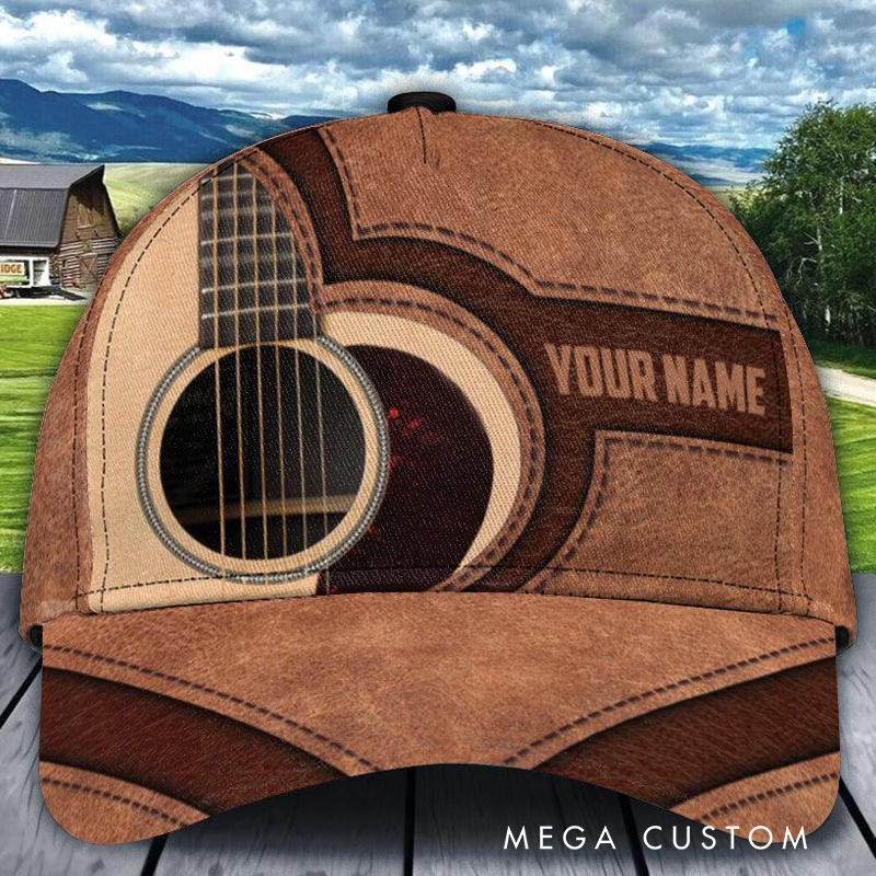 Personalized Name Classic Cap 3D Print Baseball Cap for Music Lover and Guitar Lovers Custom Gift