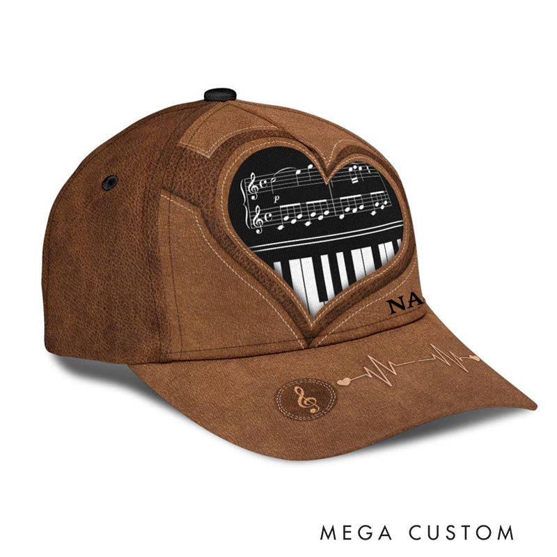 Personalized Name Piano Classic Cap 3D Print Baseball Cap for Music Lover and Piano Lovers Custom Gift
