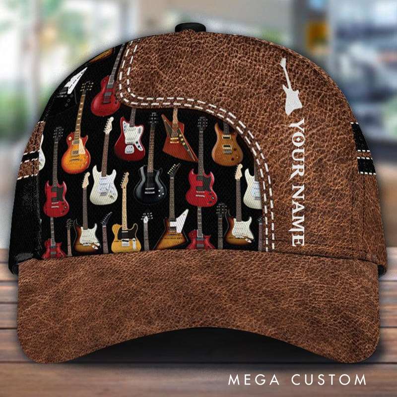 Personalized Name Classic Cap 3D Print Baseball Cap for Music Lover and Guitar Lovers Custom Gift