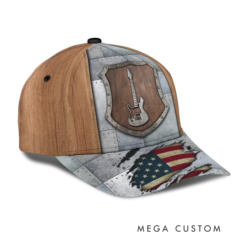 Personalized Name Classic Cap 3D Print Baseball Cap for Music Lover and Guitar Lovers Custom Gift