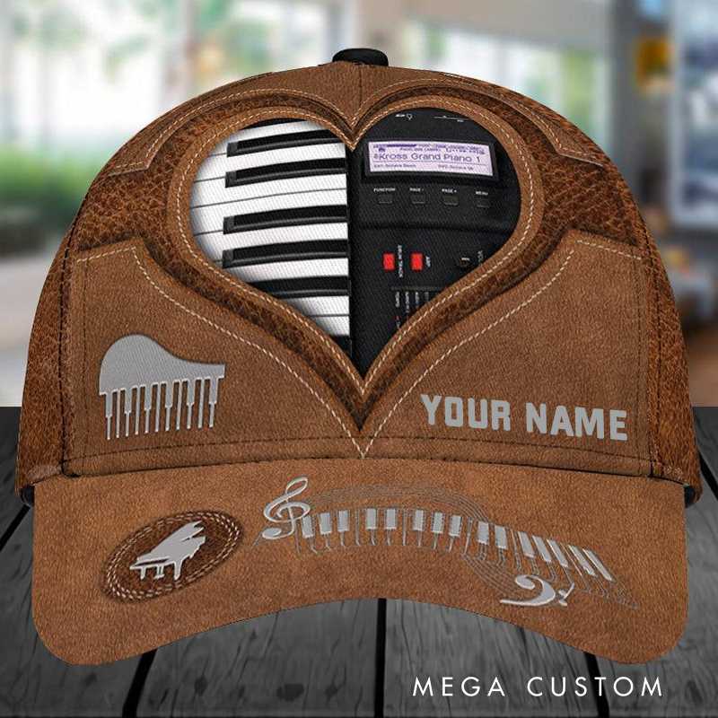 Personalized Name Piano Classic Cap 3D Print Baseball Cap for Music Lover and Piano Lovers Custom Gift