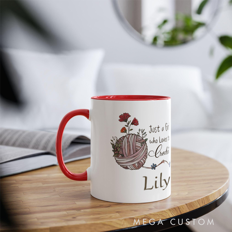 Personalized Just a Girl Who Loves to Crochet Gift Mug Best Friend Novelty Mug Crocheter Birthday Mothers Day Present
