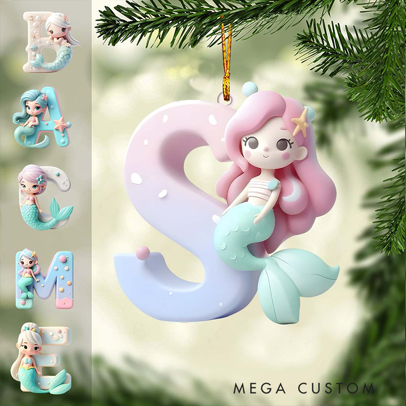 Personalized Little Mermaid Letter Kid Ornament