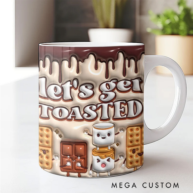 Personalized Puffy Bubble Camping Smore Toasted Mug Let's Get Toasted Cup Gift Camping Lover