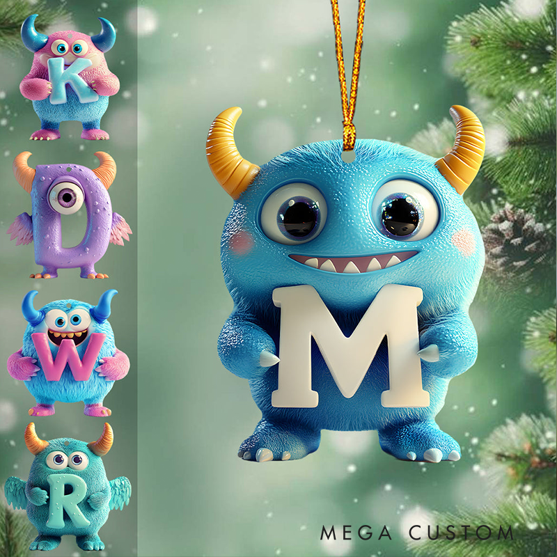 Personalized Monster Kid Letter Kid Christmas Ornament