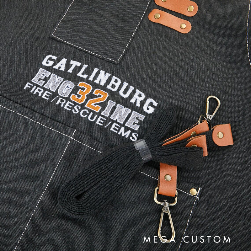 Personalized Firefighter Canvas Apron with Custom Station Name and Number Gift for Firefighters