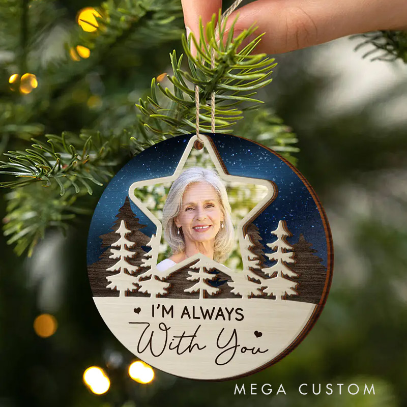 Personalized 2-Layered Wooden Ornament Custom Photo I'll See You On The Other Side Of The Stars Christmas Ornament 