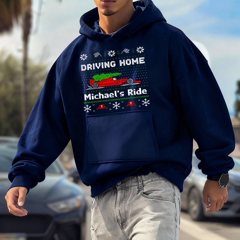 Personalized Christmas Hoodies for Racers and Racing Lovers with Driving Home Design Racing Lovers Unique Gift