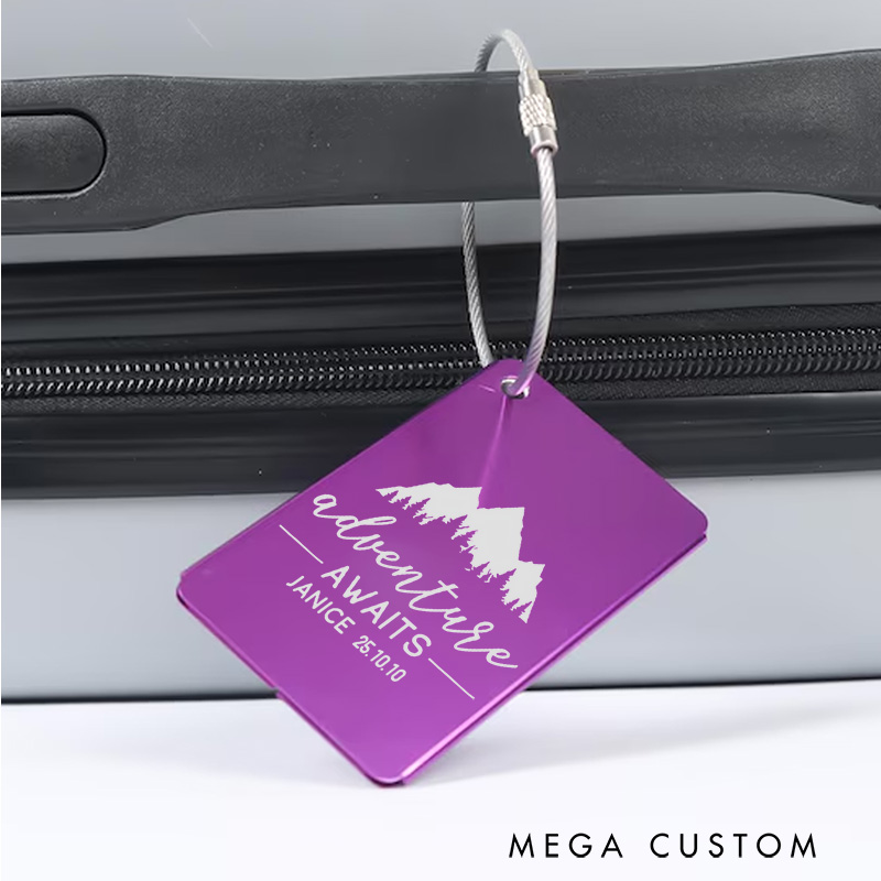 Personalized Adventure Awaits Luggage Tag Engraved Metal Luggage Tag Baggage ID Tag for Outdoor Lovers Gift