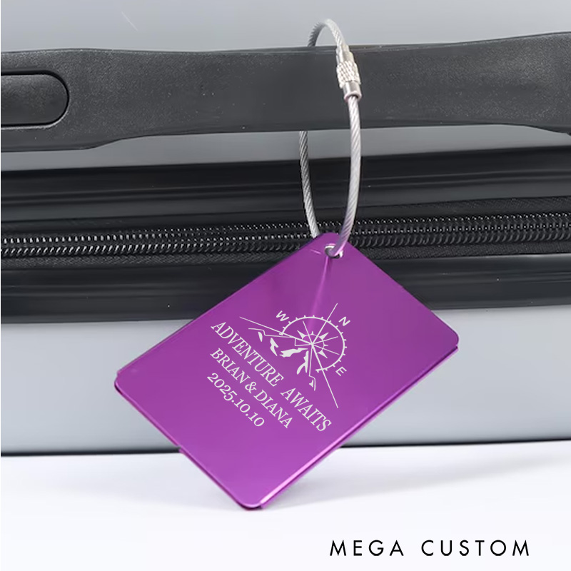 Personalized Adventure Awaits Luggage Tag Engraved Custom Baggage Id Tag Gift for Outdoor Enthusiasts