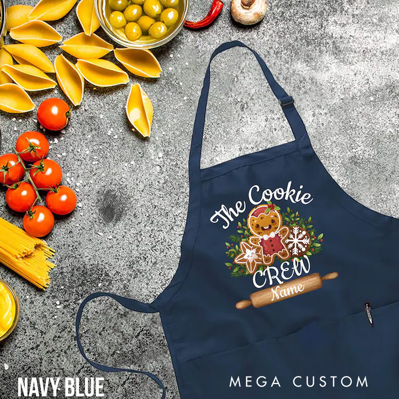 Personalized the Cookie Crew Apron Baking Apron with Name for Kids Family Baker Baking Lover Christmas Gift for Boys and Girls