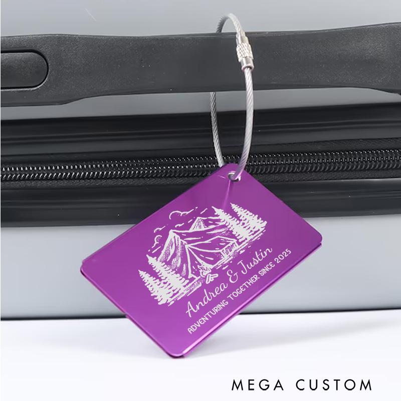 Personalized Outdoor Adventur Luggage Tags Engraved Baggage ID Tag Custom Luggage Tag for Couple