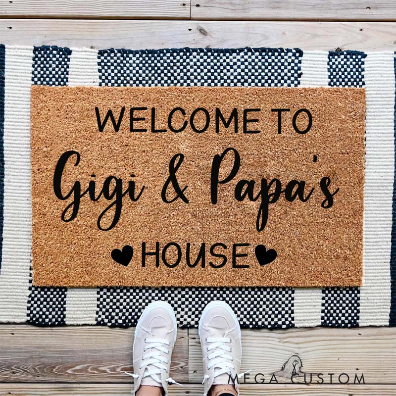 Personalized Welcome to Our Home Doormat Housewarming Gift Durable Curly Mat Indoor Outdoor Door Mat All Weather Non Shedding New Home Decor