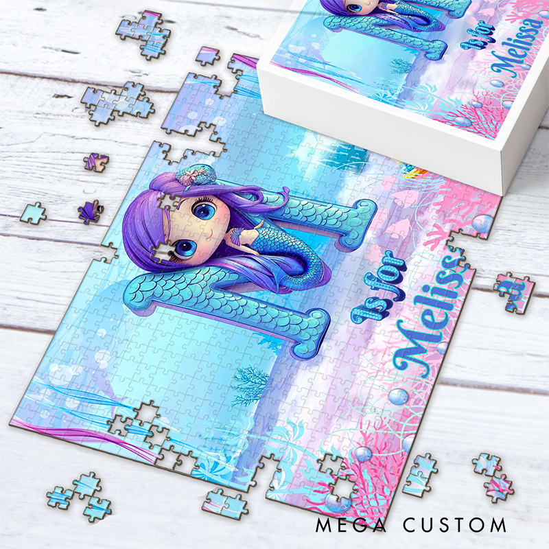 Personalized Beautiful Mermaid Letter Kid Jigsaw Puzzle