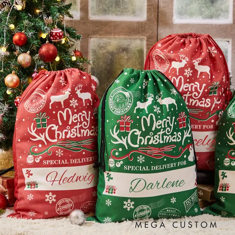Personalized Name Christmas Santa Bag Christmas Gift Bags for Kids and Adults Santa Delivery Sack Extra Large Santa Bag Christmas Gift