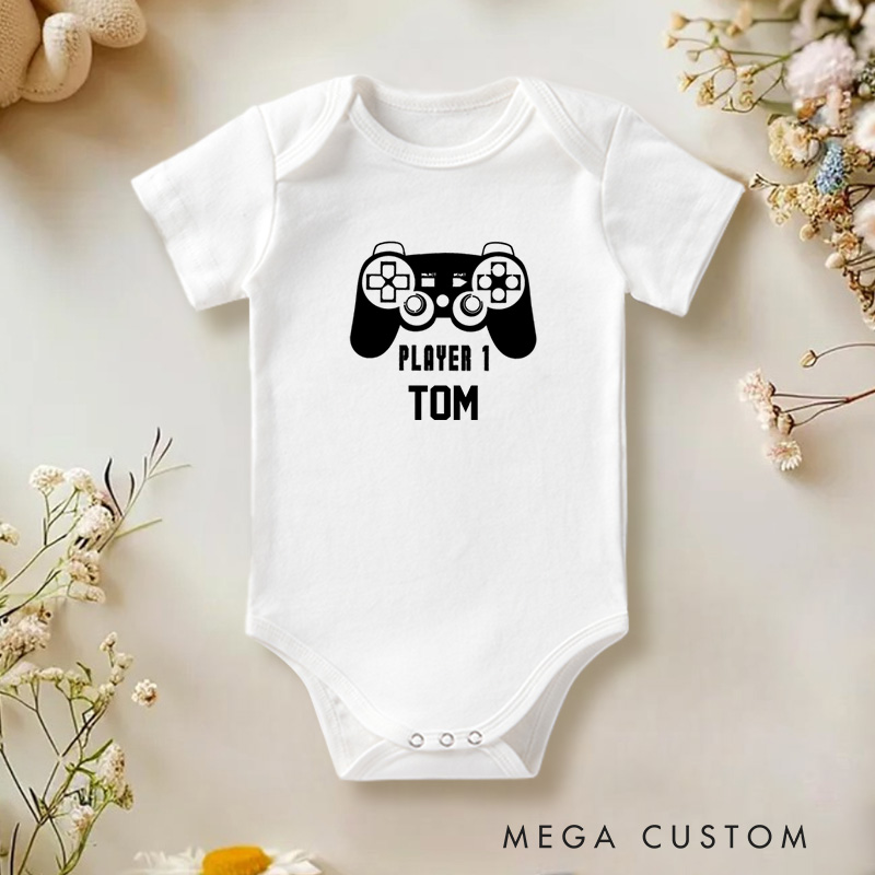 Personalized Player One Gaming for Fun and Family Baby Onesie