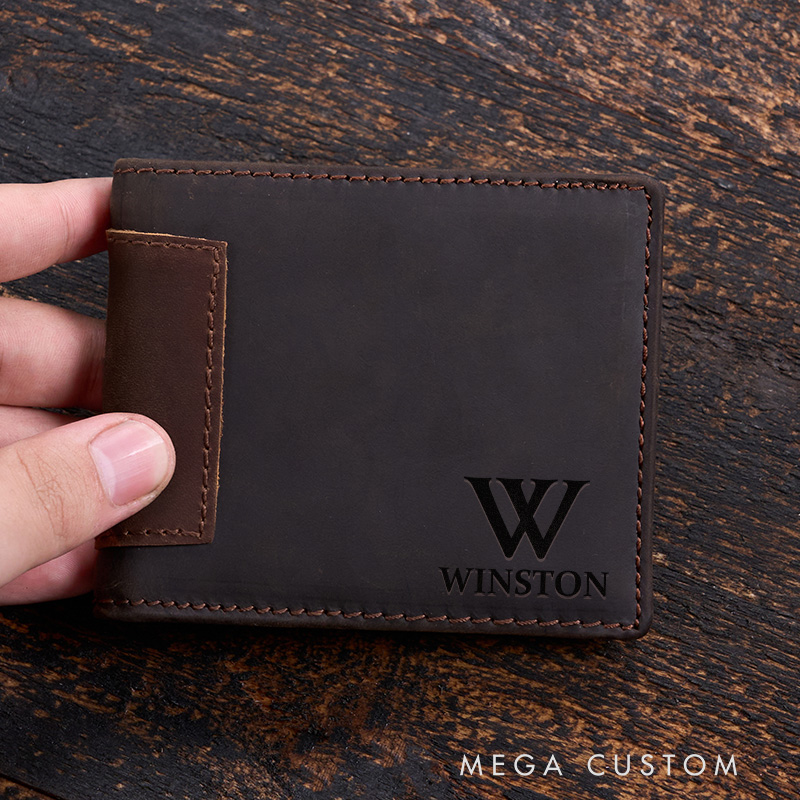 Personalized Leather Wallet Genuine Leather Wallet Custom Mens Wallet Engraved Wallet For Men Gift For Father Gift for Him Boyfriend Groomsmen