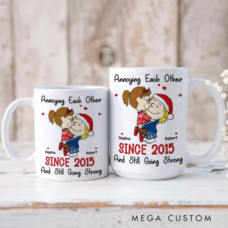 Personalized Cartoon Couple Mug Annoying Each Other Since & Still Going Strong Anime Mug Movie Lover Gift for Girlfriend Boyfriend Couples