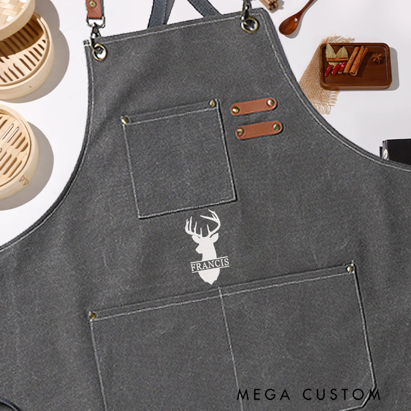 Personalized Embroidered Hunting Lovers Apron Hunter or Outdoor Cooking Enthusiast Apron Gift for Outdoor Barbecue Lovers