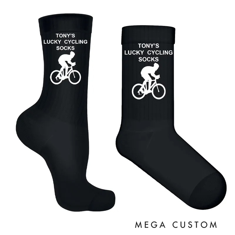 Personalized Lucky Cycling Socks Custom Name Gift for Cyclists