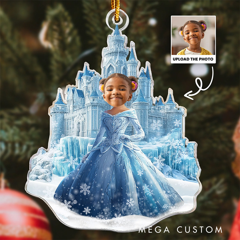 Personalized Ice Princess Custom Face Christmas Ornament 2025 Acrylic Ornament Movie Christmas Gift for Daughter Girl Kids Christmas Decor