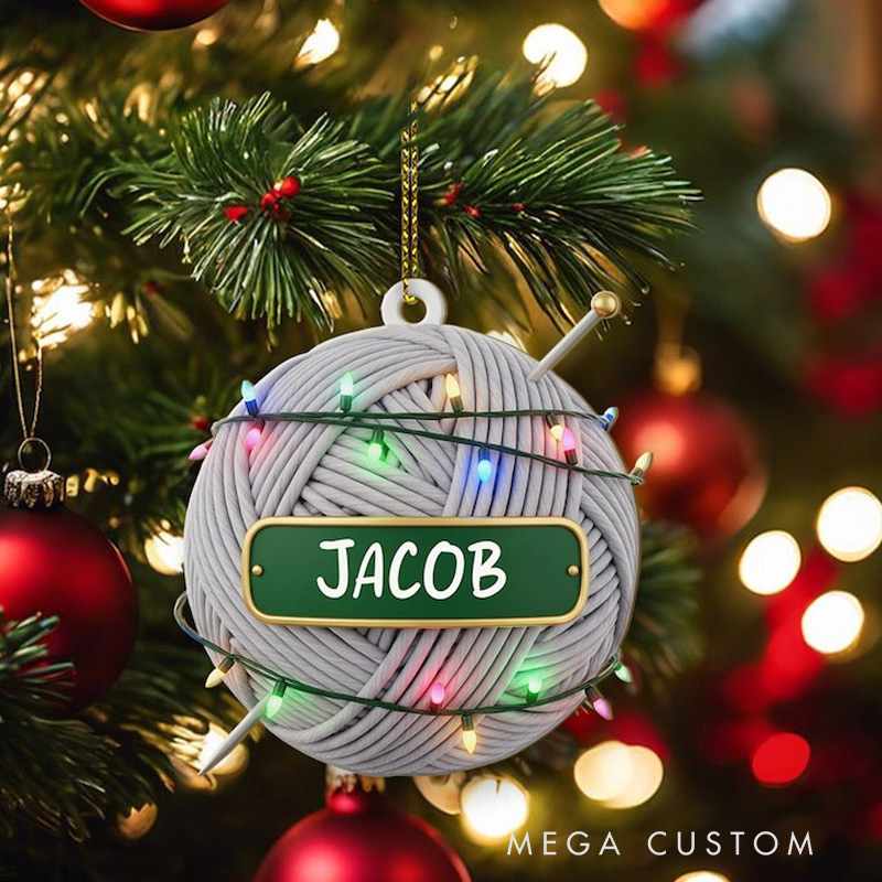Personalizable Knitting Yarn Ball Ornament Customizable Gift for Knitters Crocheters Christmas Tree Decoration