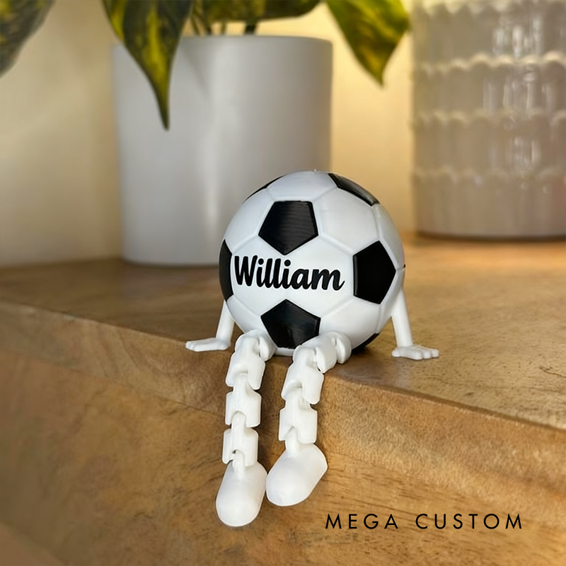 Personalized Soccer Ball Decor with Dangling Legs and Custom Name