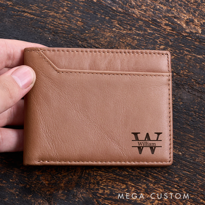 Personalized Leather Wallet For Men Engraved Crazy Horse Wallet Leather Gift for Him Groomsman Gift Boyfriend Gift Dad Gift Husband Gift