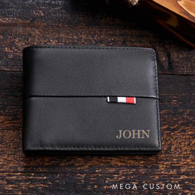 Personalized Leather Wallet Engraved Genuine Leather Wallet For Him Mens Wallet Anniversary Gift For Him Birthday Gift For Boyfriend Husband Groomsmen