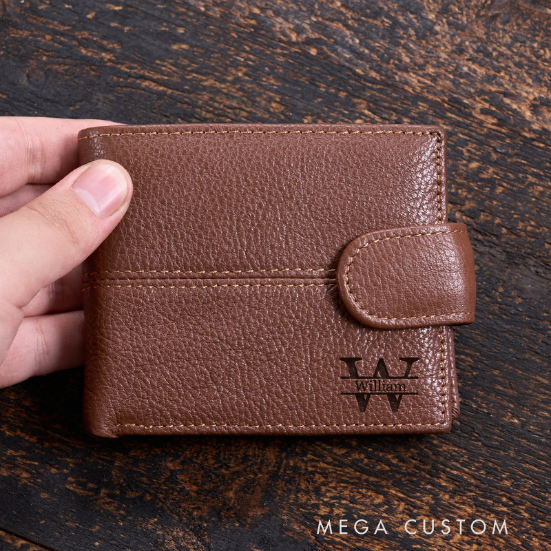 Personalized Leather Wallet Engraved Genuine Leather Wallet For Him Mens Wallet Anniversary Gift For Him Birthday Gift For Boyfriend Husband Groomsmen