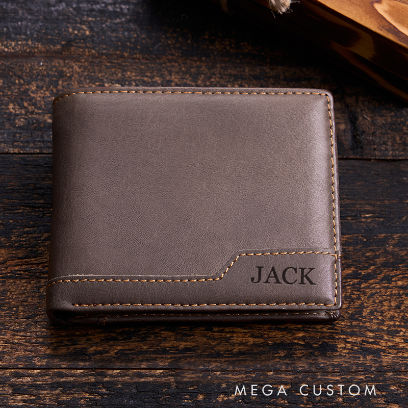 Personalized Genuine Leather Wallet Mens Wallet Engraved Wallets Leather Gift For Him Gift for Husband Boyfriend Father