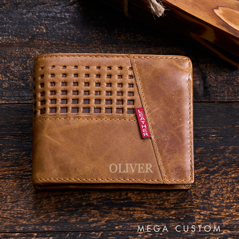 Personalized Leather Wallet For Him Engraved Wallet Men's Leather Wallet Minimalist Wallet Unique Leather Wallet Anniversary Gift For Him Boyfriend Gift Dad Gift Husband Gift