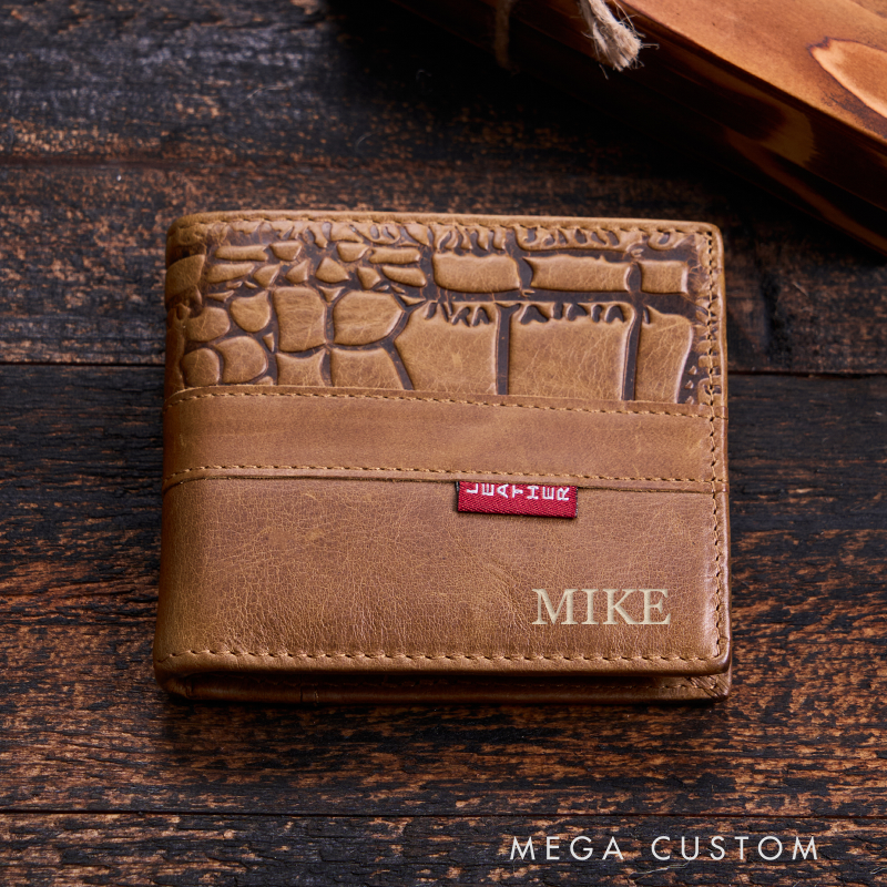 Personalized Leather Wallet For Him Engraved Wallet Men's Leather Wallet Unique Leather Wallet Anniversary Gift For Him Boyfriend Gift Dad Gift Husband Gift