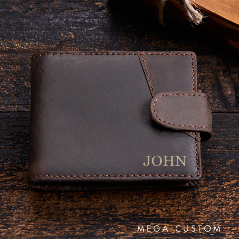 Personalized Leather Wallet Engraved Crazy Horse Wallet Mens Wallet Leather Wallet For Him Groomsmen Wallet Boyfriend Gift Dad Gift Husband Gift