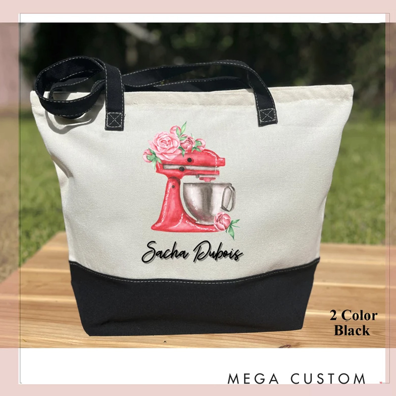 Personalized Pastry Chef Tote Bag Custom Dessert Chef Tote with Name Cake Decorator Bag Culinary Student Tote for Baker Amateur Bakers Baking Lover Gift
