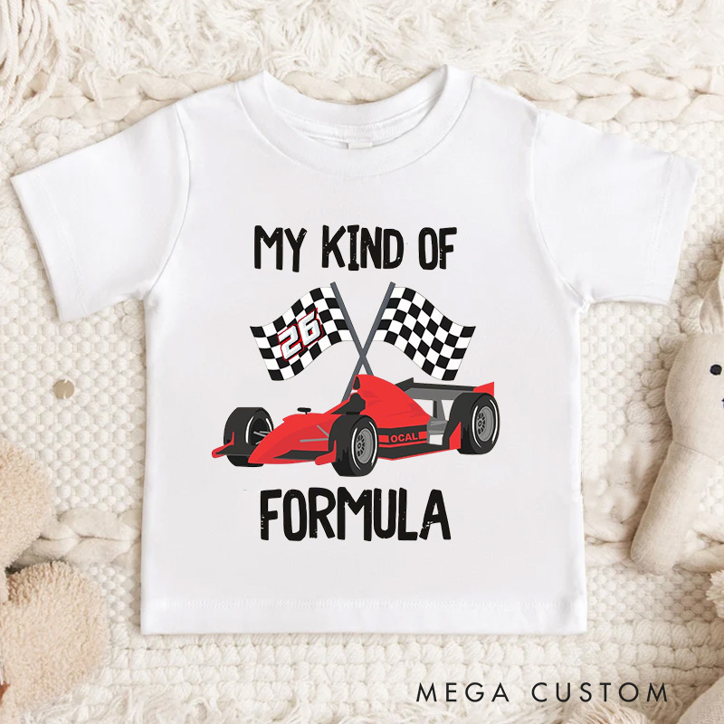 Personalized Race Car Grand Prix Checkered Flag Onesie Kids Shirt