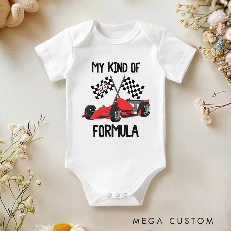Personalized Race Car Grand Prix Checkered FlagOnesie Baby Bodysuit