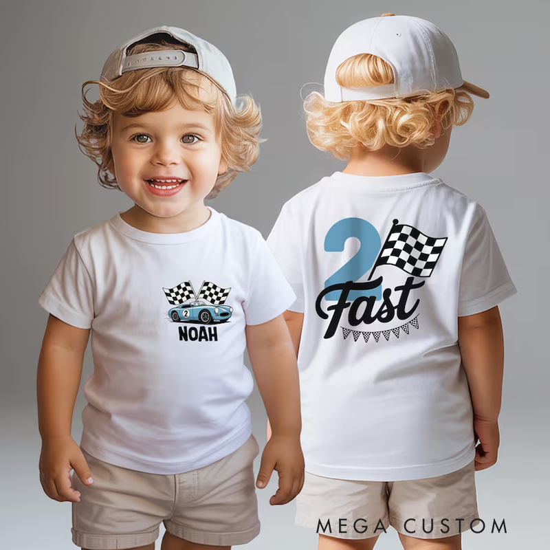 Personalized Two Fast Birthday Shirts Race Car Tee for Baby Boy Birthday Gift for Grandson